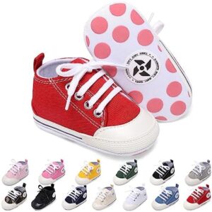 Baby Boys Girls Star High Top Sneaker Soft Anti-Slip Sole Newborn Infant First Walkers Canvas Denim Shoes - Image 5