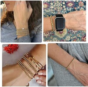 FUNOJOY Gold Plated Beaded Bracelets for Women Fashion Beads Ball Elastic Bracelets Gold Stackable Bracelets Pack, Birthday, Mother's Day, Christmas Gift for Women Teen Girls - Image 4