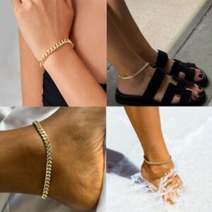 Foxgirl Gold Ankle Bracelets for Women 14K Gold Plated/Silver Anklets for Women Waterproof Minimalist Cuban Link Anklets Set Dainty Layered Ankle Bracelets Anklets for Women Gold Anklet Jewelry Gifts - Image 4