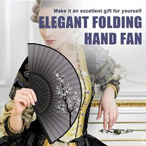 WEARXI Handheld Fan, 4 PCS Hand Fan, Chinese Folding Fan for Women Foldable, Silk Bamboo Hand Held Fan, Paper Hand Fan - Image 6