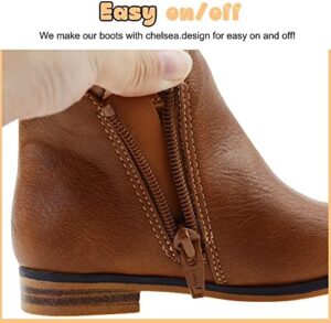 LseLom Girls Boots Ankle Boots for Girls with Zipper Short Suede Booties Fashion Boots for Toddler/Little Kids - Image 4