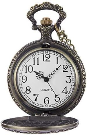 Nostalgia Movie Theme Design Alloy Quartz Pocket Watch with Chain Necklace Pendant & Gift Box - Image 3