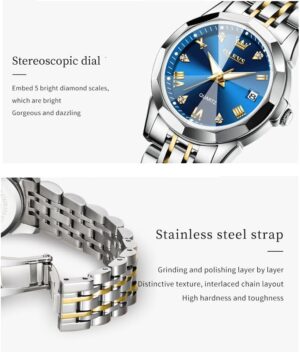 OLEVS Watch Women,Watches for Women,Ladies Watches,Lady Watch,Waterproof Fashion Dress Diamond Stainless Steel Bracelet Analog Watches for Women Small Wrist Day and Date Water Resistant Watches - Image 6