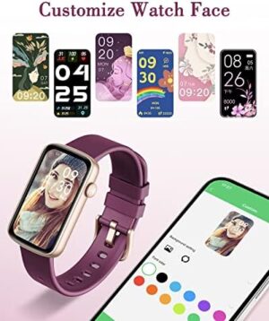 Smart Watches for Women Compatible with iPhone Android Phones, LYNN2 Women's Watch Fitness Tracker Watch Reloj para Mujer with Heart Rate Monitor Pedometer Sleep Tracker Waterproof Purple - Image 2