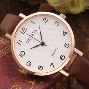 Top Plaza Womens Ladies Analog Quartz Wrist Watch Fashion Simple Watch with Thin Brown Leather Band Arabic Numerals - Image 4