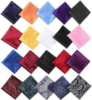 Jeatonge Pocket Squares for Men 20 Pack Mens Pocket Squares handkerchiefs Set Assorted Colors with Box - Image 2