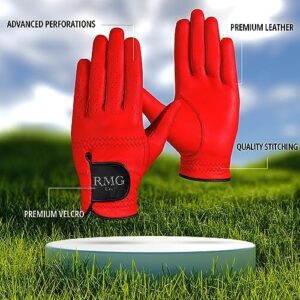 Premium Red Cabretta Leather Golf Glove for Men | Available in Left and Right Hand - Image 2