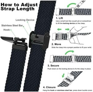 WOCCI 22mm Braided Nylon Watch Band for Men and Women, Quick Release, Black Stainless Steel Buckle (Black) - Image 5