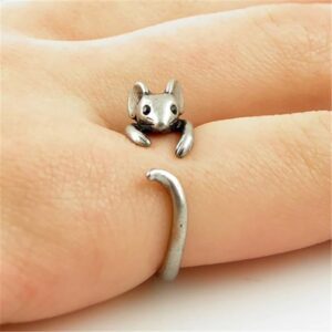 ZDIFDIC Cute Mouse Ring 925 Sterling Silver Cubic Zirconia Open Forefinger Ring Adjustable Animal Wrap Ring Jewelry Gift for Women Teen Girls, KE-R392-RS05 - Image 4