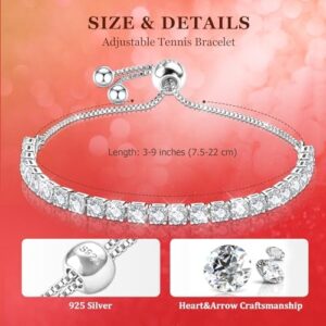 J.Fée Silver Bracelet, S925 Tennis Bracelet with Sparkling 5A Cubic Zirconia Silver Bracelets for Women Adjustable Bracelet for Women Bracelets Womens Bracelet Women Gifts for Women Mom - Image 2