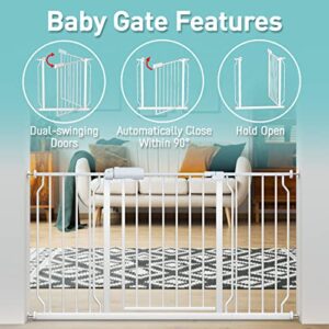 WAOWAO Extra Wide Baby Gate 57.48"-62.20" Walk Thru Pressure Mount Auto Close White Metal Child Dog Pet Safety Stairs,Doorways,Kitchen - Image 3