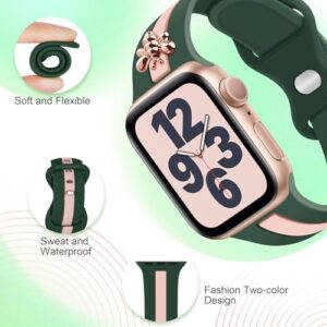 3 Pack Designer Sport Band Compatible with Apple Watch Band 38mm 40mm 41mm 42mm 44mm 45mm 49mm, Soft Silicone Sport Strap with Bee Decoration for iWatch Series 9 8 7 6 5 4 3 2 1 SE - Image 2