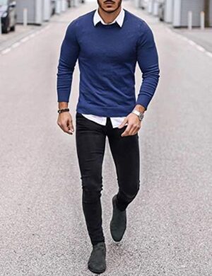 COOFANDY Men's Crew Neck Sweater Slim Fit Lightweight Sweatshirts Knitted Pullover for Casual Or Dressy Wear - Image 3