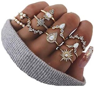 CSIYANJRY99 Cute Rings for Women Teens Gifts Trendy Stuff Stackable Knuckle Rings Set Fashion Things Christmas Gifts Stocking Stuffers Boho Vintage Crystal Aesthetic Jewelry