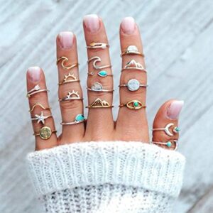 FUTIMELY Boho Retro Stackable Rings Sets for Women Knuckle Joint Finger Knuckle Nail Ring Sets Moon Stars Stack Preppy Statement Rings Cute Trendy Stuff Jewelry - Image 5