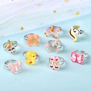 9Pcs Toddler Girls Adjustable Rings for 3-12 year old girl gifts | Festive Gift for 3 4 5 6 7 8 9 10 11 12 Year Old Girl Little Girl Jewel Rings in Box, Adjustable, No Duplication - Image 4