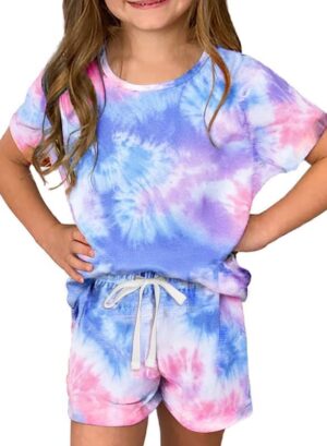 Dokotoo Girl's Summer Cute T-Shirt and Shorts Set with Side Pockets - Image 2