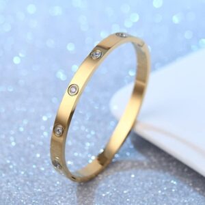 Friendship Bracelet Love Bangle for Women 18K Gold Plated Titanium Steel Cuff Bangle Trendy Simple Jewelry Gift - Image 4