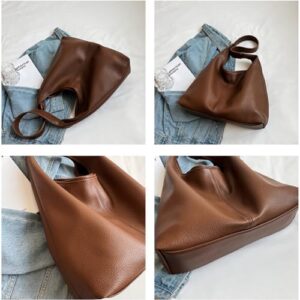 Slouchy Hobo Bags for Women Tote Bag Retro PU Leather Crossbody Bag Soft Shoulder Purses Handbags Large Capacity 2pcs - Image 5