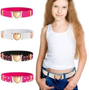 Geyoga 4 Pieces Kids Elastic Stretch Belts Heart Belt for Girls Waist - Image 7