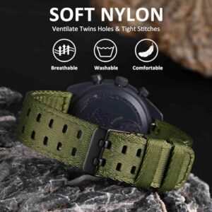 WOCCI Double Holes Nylon Watch Bands, Silky Nylon Straps, Quick Release, Compatible Watch Lug Width 18mm 20mm 22mm - Image 2