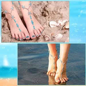 Yinkin 4 Pairs Foot Jewelry Anklet Bead Barefoot Sandals Anklet for Sandals Beach Wedding Ankle Bracelets Ring Foot Chain Jewelry for Women and Girls - Image 4