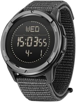 CakCity Tactical Watches for Men Military Sport Watches with Carbon Fiber Case Lightweight Waterproof Watch for Women/Men Digital Watches with Compass,Step Counte,Metronome,5ATM