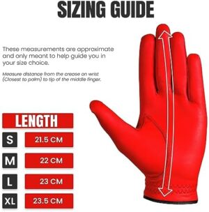 Premium Red Cabretta Leather Golf Glove for Men | Available in Left and Right Hand - Image 3