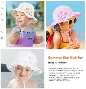 Baby Girl Wide Brim Bucket Hats with UPF 50+ Outdoor Adjustable Beach Hat with Sun Hat - Image 7