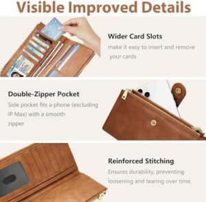 RFID Blocking Wallet Women,Slim Womens Wallet Ultra Slim Ladies Wallets Thin Leather Women Wallet Credit Card Holder Wallet With Zipper Pocket (Brilliant Brown) - Image 3