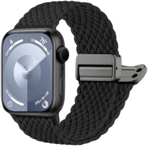 Charlam Sport Solo Loop Compatible with Apple Watch Band 49mm 46mm 45mm 44mm 42mm 41mm 40mm 38mm Men Women, Adjustable Magnetic Stretchy Nylon Braided Strap for iWatch Ultra 2 SE Series 10 9 8 7 6 5 4 3 2 1