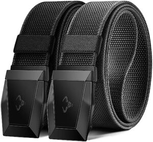 BULLIANT Men Belt 2 Pack,Nylon Web Holster Belt Stretch for Gift Men Outdoor Work Sports Hunting Hiking,Quick Release