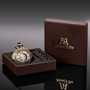 ManChDa Mechanical Roman Numerals Dial Skeleton Pocket Watches with Box and Chains for Mens Women - Image 7