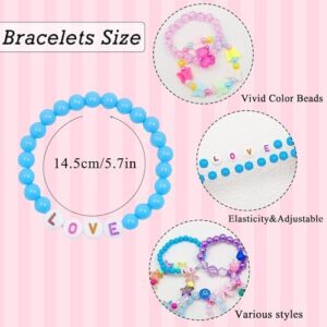 18 Pcs Kids Bracelets for Girls Cute Beaded Bracelets Little Girls Jewelry Letter Flower Star Pink Toddler Bracelets Set Gift - Image 3