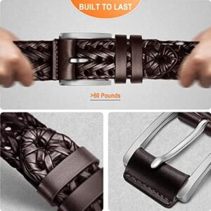 BULLIANT Mens Belts,Leather Woven Braided Belts for Gift Men Casual Jeans Golf - Image 6