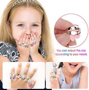 Little Girl Jewel Rings in Box, Adjustable Rings for 3-10 Year Old Girl Birthday Gifts, Play Jewelry for Little Girls, Adjustable Rings - Image 4