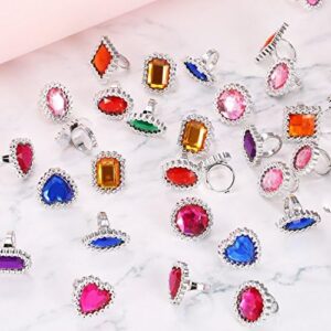 Shappy 72 Pieces Colorful Plastic Rings Adjustable Fake Princess Rings Jewelry for Bridal Shower Girls Dress Accessories - Image 3