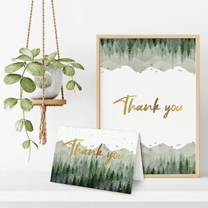 AnyDesign 50 Pack Green Forest Baby Shower Thank You Cards with Envelopes and Stickers Gold Foil Watercolor Nature Thank You Blank Note Cards for Wedding Birthday Bridal Shower Baby Shower, 4 x 6 Inch - Image 7