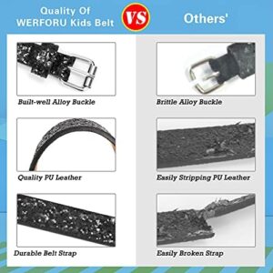 WERFORU Kids PU Leather Skinny Belt for Girls Boys Teen Child Thin Shiny Glitter Waist Belt for Jeans Dress - Image 3