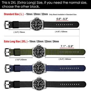 torbollo Extral Long Quick Release Watch Band for Big Wrists, Hard 24mm Watch Band for Big Wrist, Quality Nylon Strap and Heavy Duty Brushed Buckle Black - Image 5