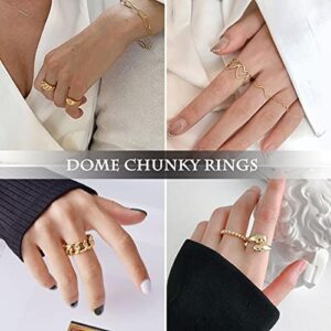 10PCS Gold Dome Chunky Rings for Women 18K Gold Plated Braided Twisted Round Signet Rings Adjustable Open Ring Band Statement Jewelry Size 7-9 - Image 3