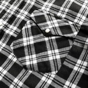 Dubinik® Flannel Shirt for Men Western Cowboy Pearl Snap Shirts for Men Long Sleeve Vintage Buttons Down Plaid Shirt - Image 4