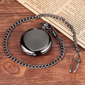 Smooth Black Pocket Watch for Men Quartz Arabic Digital Dial with Chain,Smooth Quartz Men's Pocket Watch - Image 8