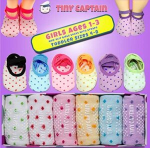 Tiny Captain Baby Toddler Girls Grip Socks Anti Slip w/Strap Socks Girl 0-7 Years Old Gift Set Age 1-7 Socks With Grippers - Image 8