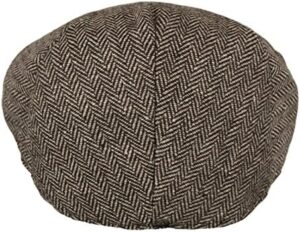 Wonderful Fashion Men's Classic Herringbone Tweed Wool Blend Newsboy Ivy Hat (Large/X-Large, Charcoal) - Image 5