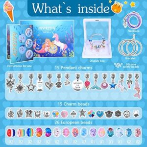 AIPRIDY Charm Bracelet Making Kit,Unicorn Mermaid Crafts Gifts Set Can Inspires Imagination and Creativity,Jewelry Making Kit Perfect Gifts for Girls 5-12 Years Old(72 Pieces Mermaid Aqua) - Image 5