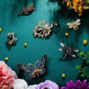 12 Pcs Women Brooches Bulk Set Rhinestone Crystal Vintage with Hummingbird Owl Elephant Peacock Bee Brooch Pin Animal Shape Butterfly Pins for Women Girls Christmas Gifts - Image 4