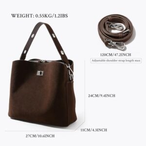 Genuine Leather Suede Bags for Women, Vintage Suede Handbag Purse Suede Hobo Bag Slouchy Bag - Image 6