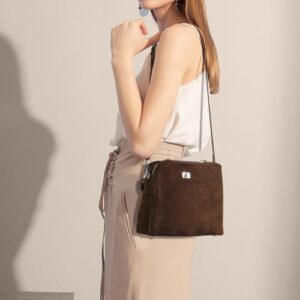 Genuine Leather Suede Bags for Women, Vintage Suede Handbag Purse Suede Hobo Bag Slouchy Bag - Image 7