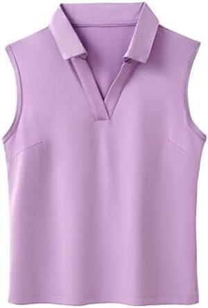 MERIABNY Girls Golf Polo Shirts Sleeveless V Neck Shirts for 5-12 Years